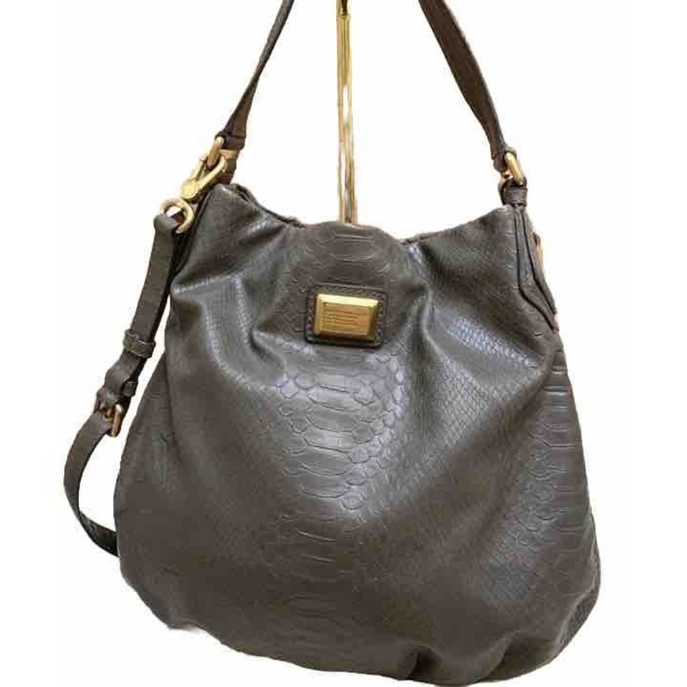 Marc By Marc Jacobs Gray Python Embossed Leather … - image 1